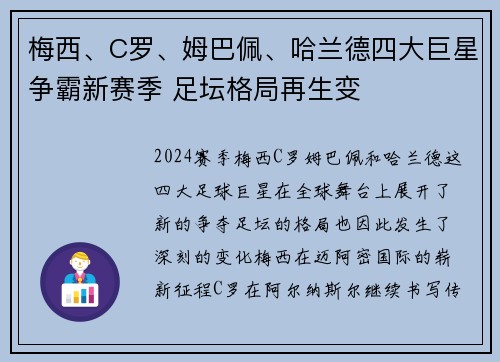 梅西、C罗、姆巴佩、哈兰德四大巨星争霸新赛季 足坛格局再生变